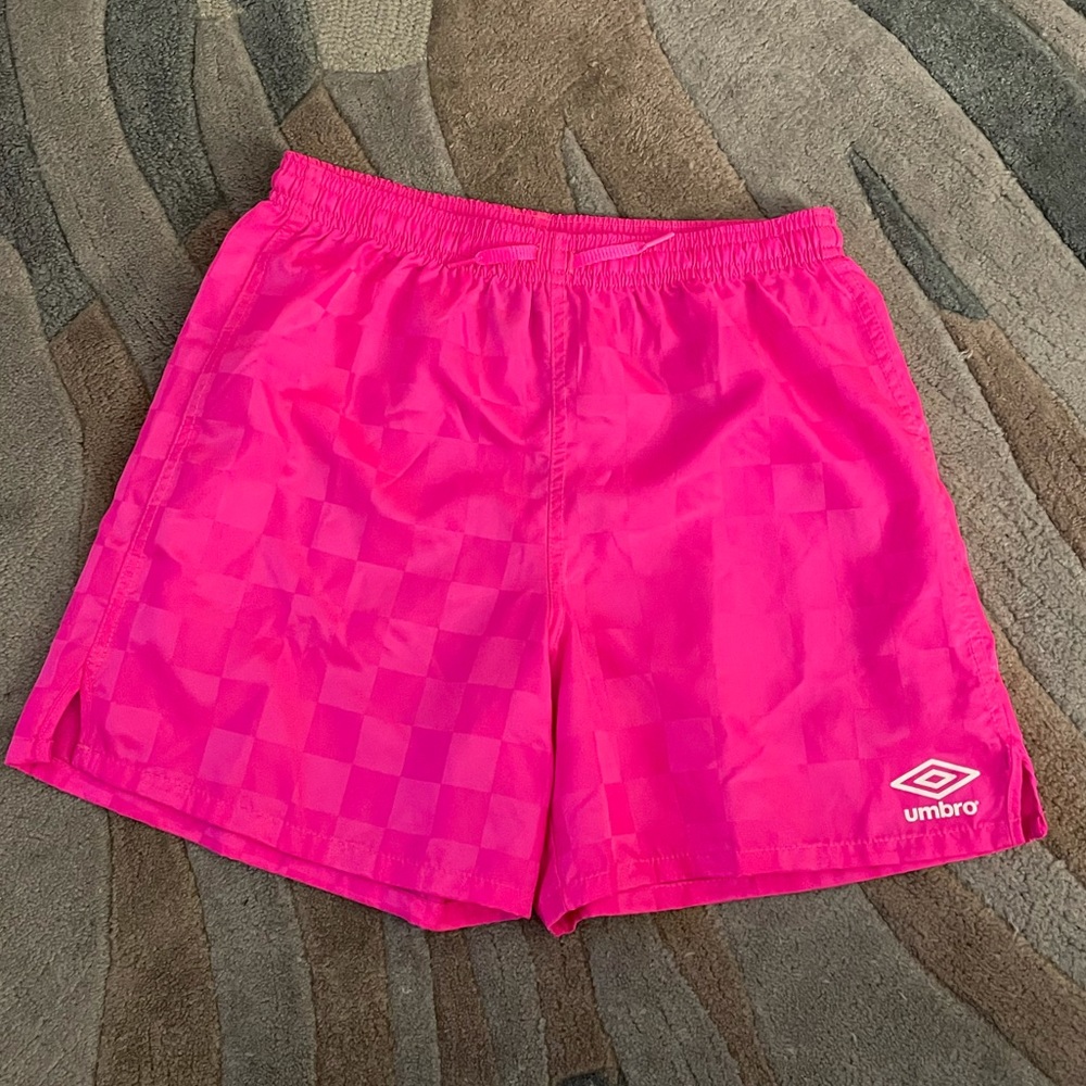 EUC Vintage Umbro hot pink checkered shorts XS